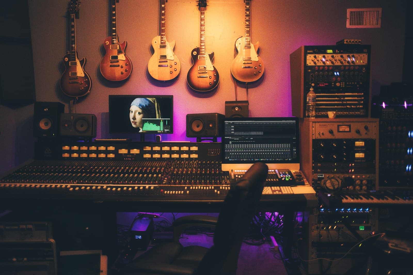 Musician creating in a home studio